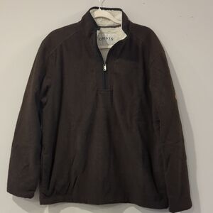 Orvis 1/4 Zip Fleece Lined Sweater Brown size‎ Large